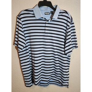 Ping Men's Golf Polo Shirt Size Large Blue Stripe Short Sleeve Collared